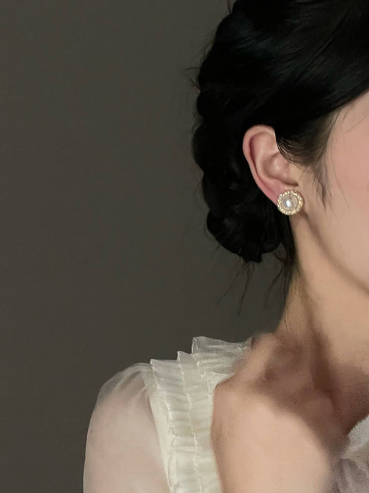 "Little Milk Fu" pearl mosquito coil ear clip without ear hole female retro Hong Kong style French earrings can be clipped earrings autumn and winter