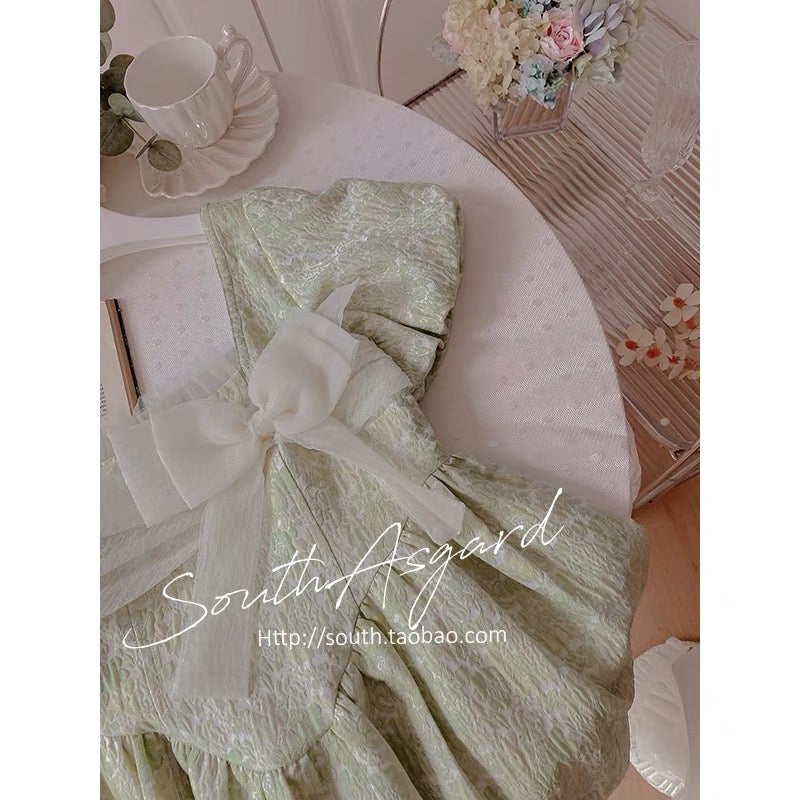 Southern fairy palace green dress female summer gentle high-end art raw milk sweet fairy skirt super fairy forest