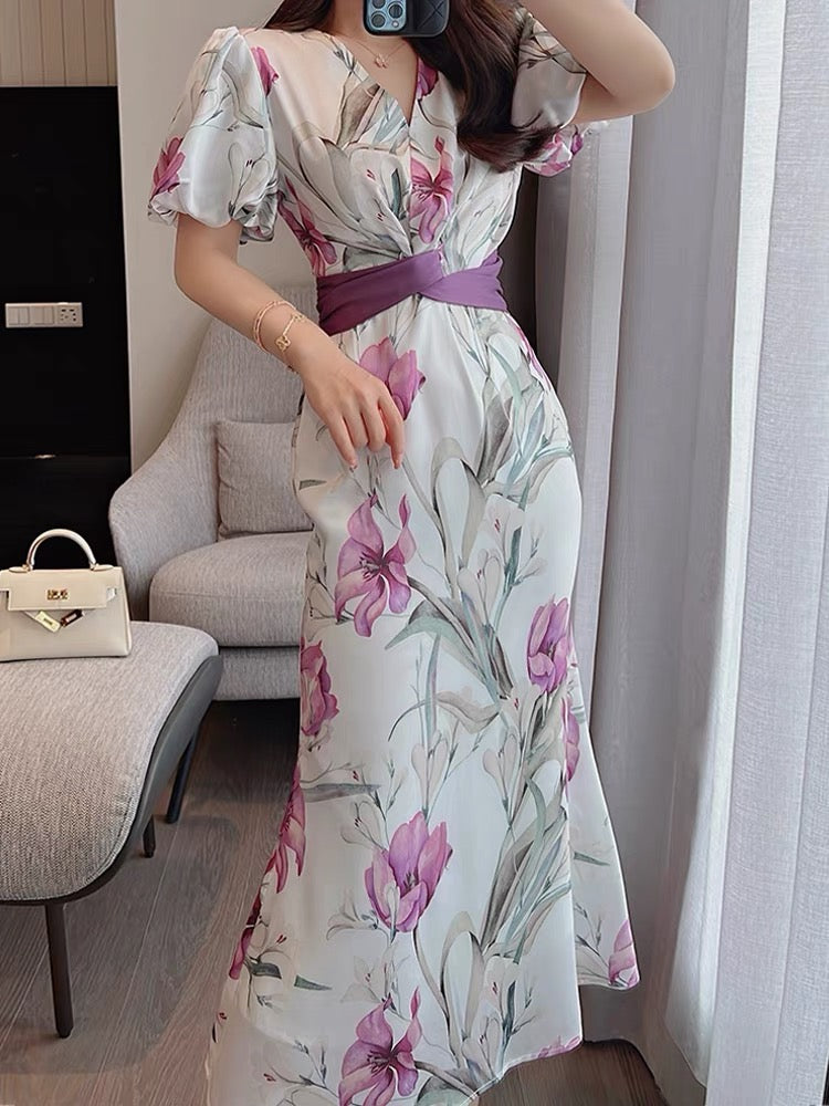 Miss Dong high-end custom dress 2022 new women's summer French high-end sense waist mid-length fishtail skirt