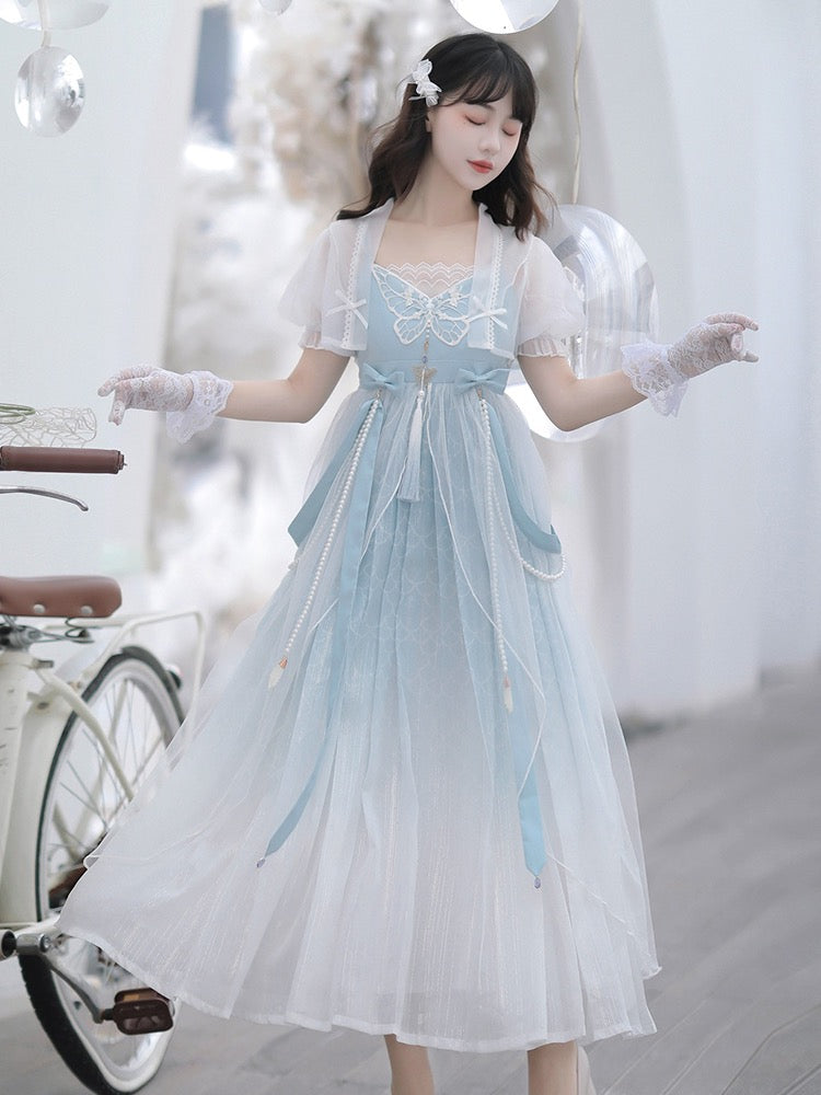 Dragon Girl Original Hanfu Women's Improved Chinese Style Daily Han Elements Ancient Suspender Dress Antique Suit Spring and Summer