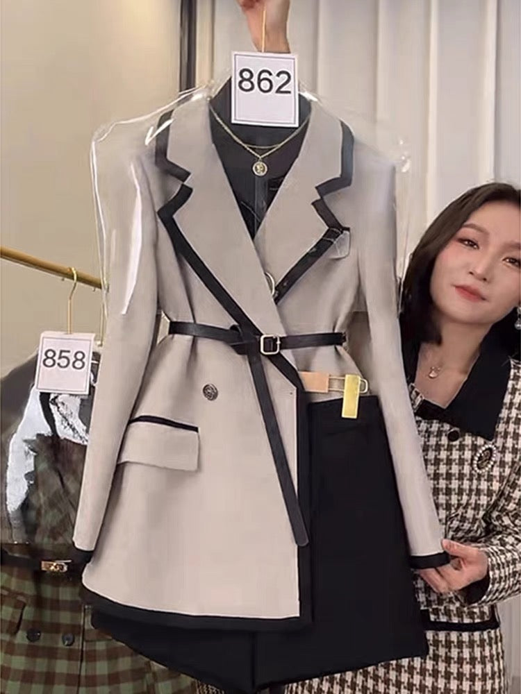 2022 winter new Korean drama Xiaoxiangfeng autumn and winter professional wear two-piece clothes high-end style
