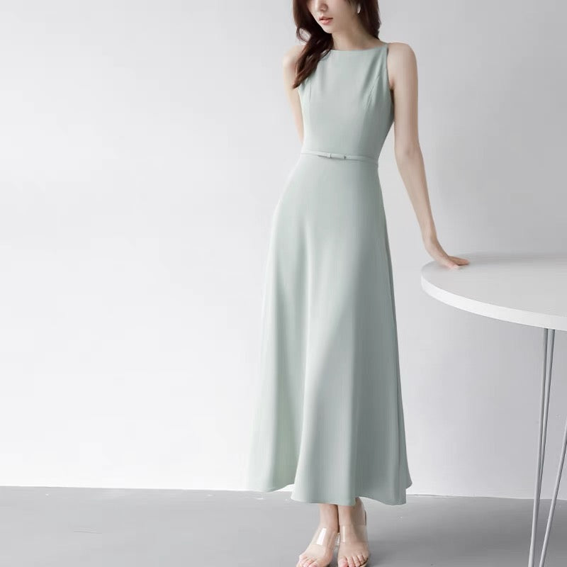 MZOMXO French elegant one word collar sleeveless dress female small su Lee Nhi Boutique MZOMXO French elegant one word collar sleeveless dress female small su Lee Nhi Boutique