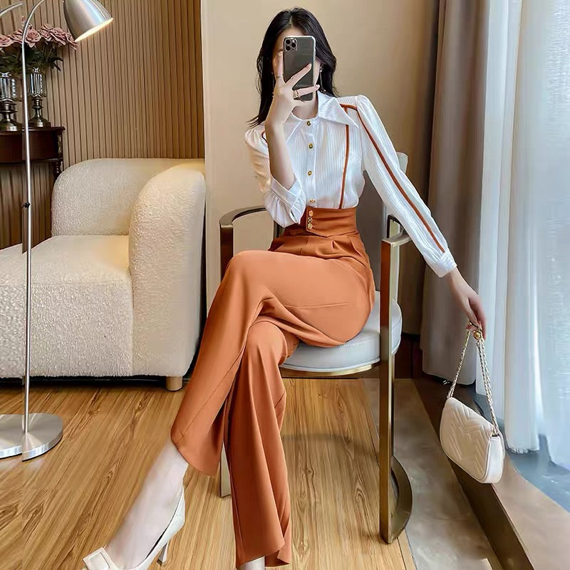Temperament ladies two-piece Western-style autumn clothes 2022 new women's professional suits high-quality autumn shirts and pants