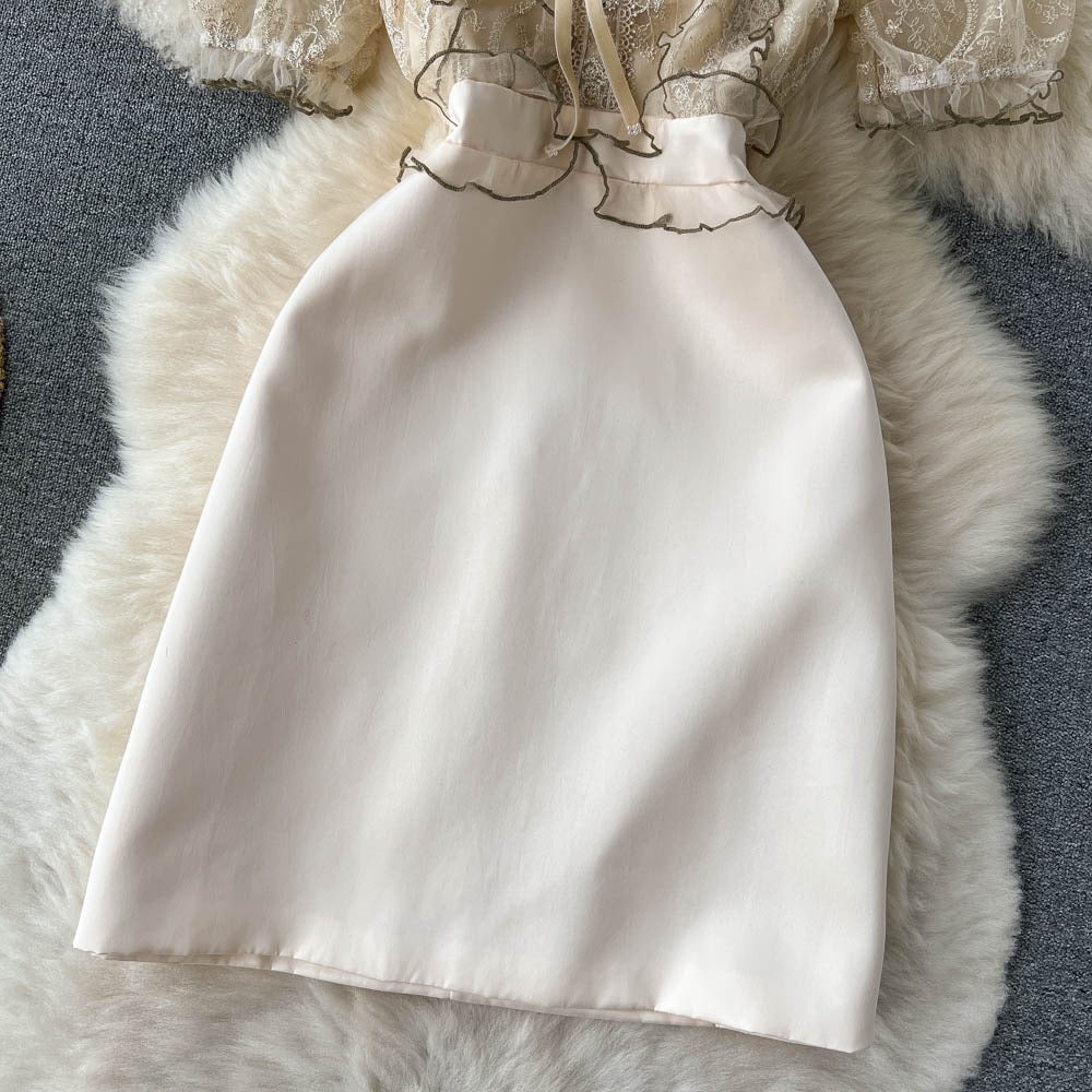 Retro court style high-end celebrity temperament dress summer 2022 new waist waist reduction age banquet evening dress skirt
