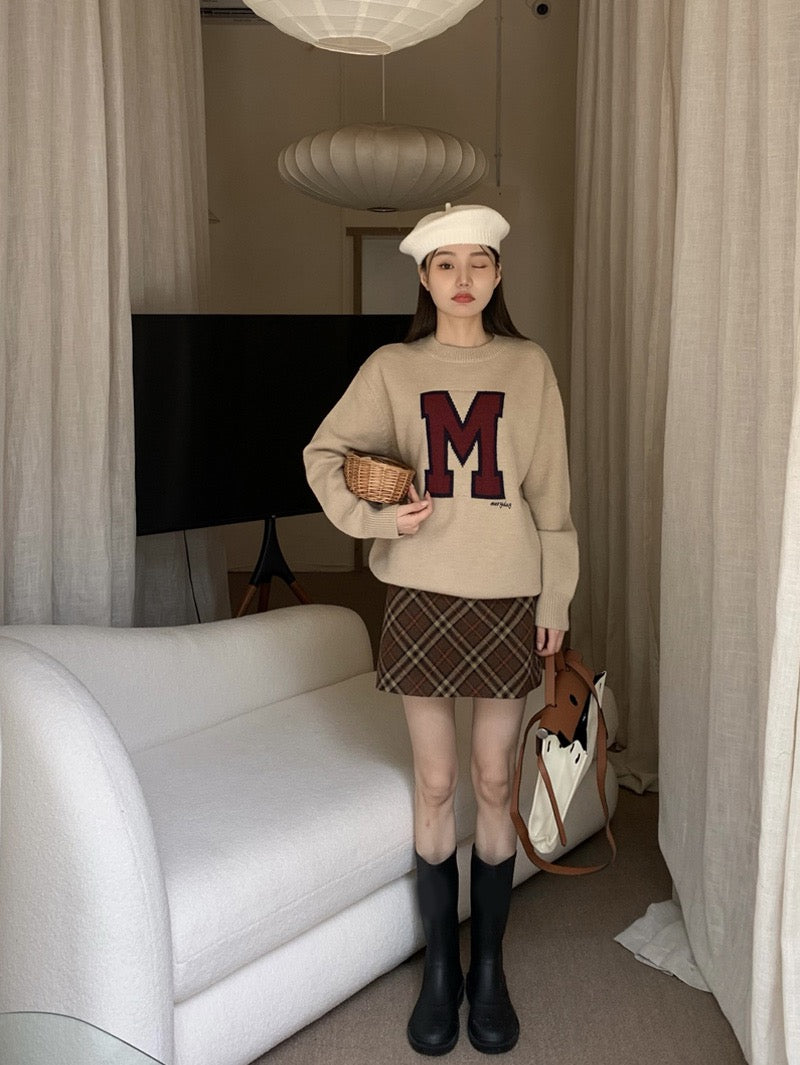 Hong Kong-style retro round neck pullover sweater women's autumn and winter 2022 new loose and lazy style soft waxy long-sleeved knitted top