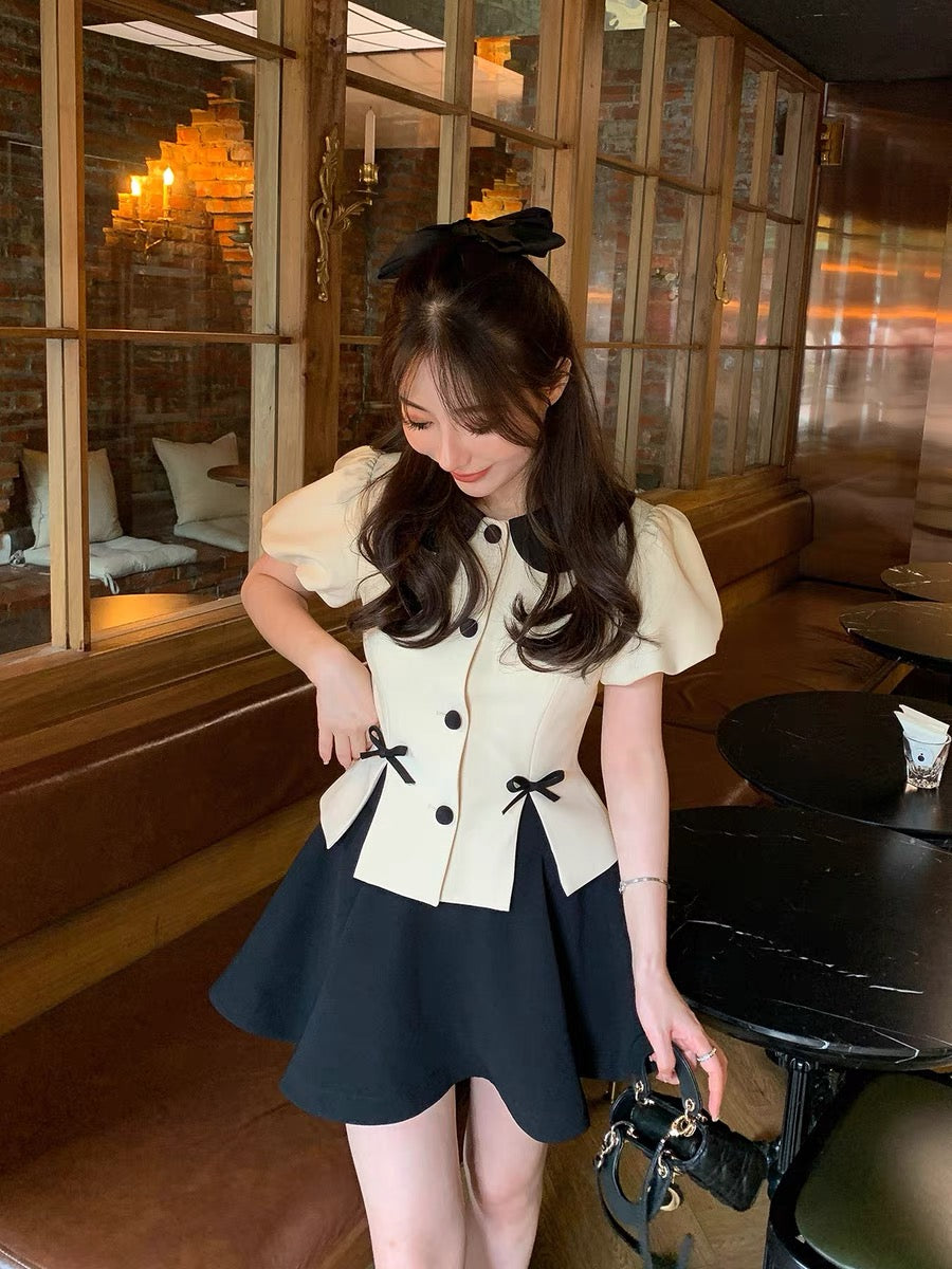 Bingbing is here, temperament, small, original suspender skirt, flower jacquard bow dress, 2021 new autumn girl 1502