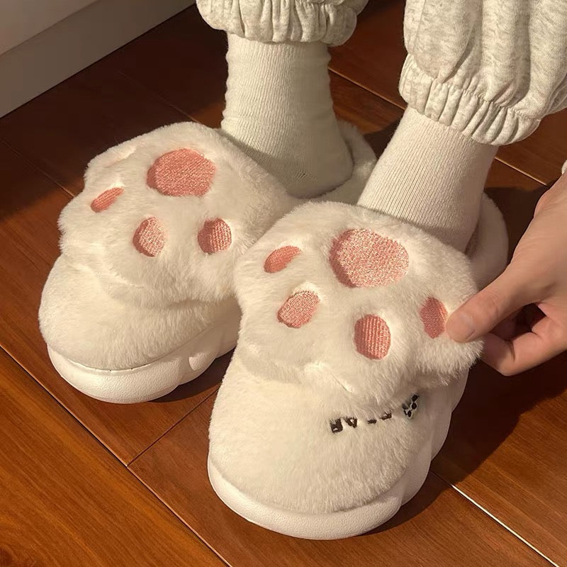 Autumn and winter cute cotton slippers ladies home indoor household thick bottom non-slip warm plush postpartum confinement shoes winter