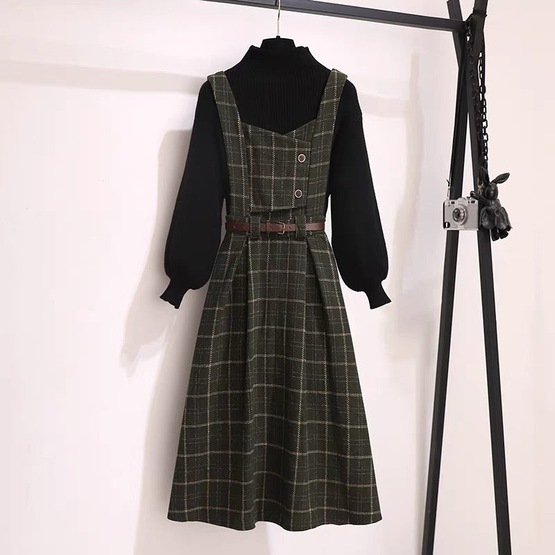 Strap dress women's autumn 2022 new autumn and winter wear temperament goddess fan long-sleeved bottoming suit skirt