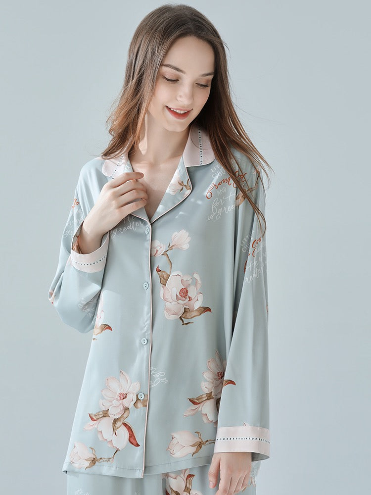 Fashion Sleeping Wear Sets Women Robe Ice Silk Nightdress Pajama