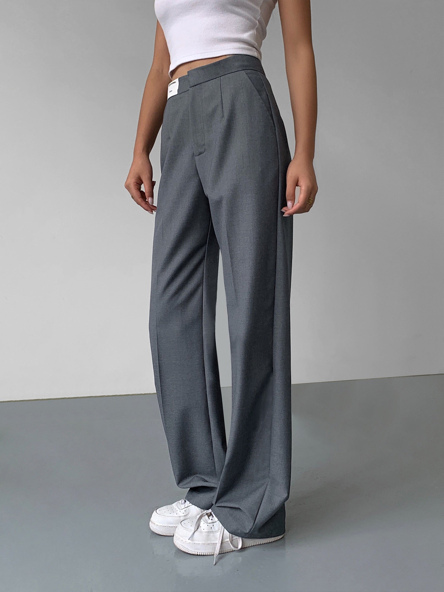 NEVA HU loose wide-leg pants women's high-waist drape 2023 spring