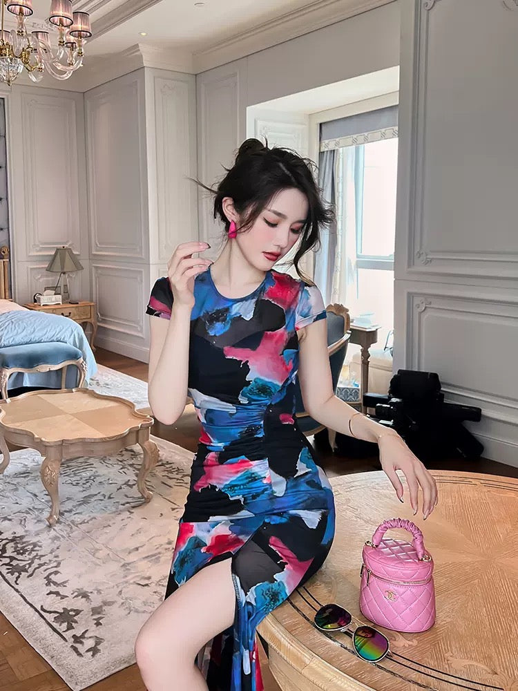 European station cold wind high-quality temperament thin a-line skirt 2022 early autumn new women's sweet velvet dress 1559