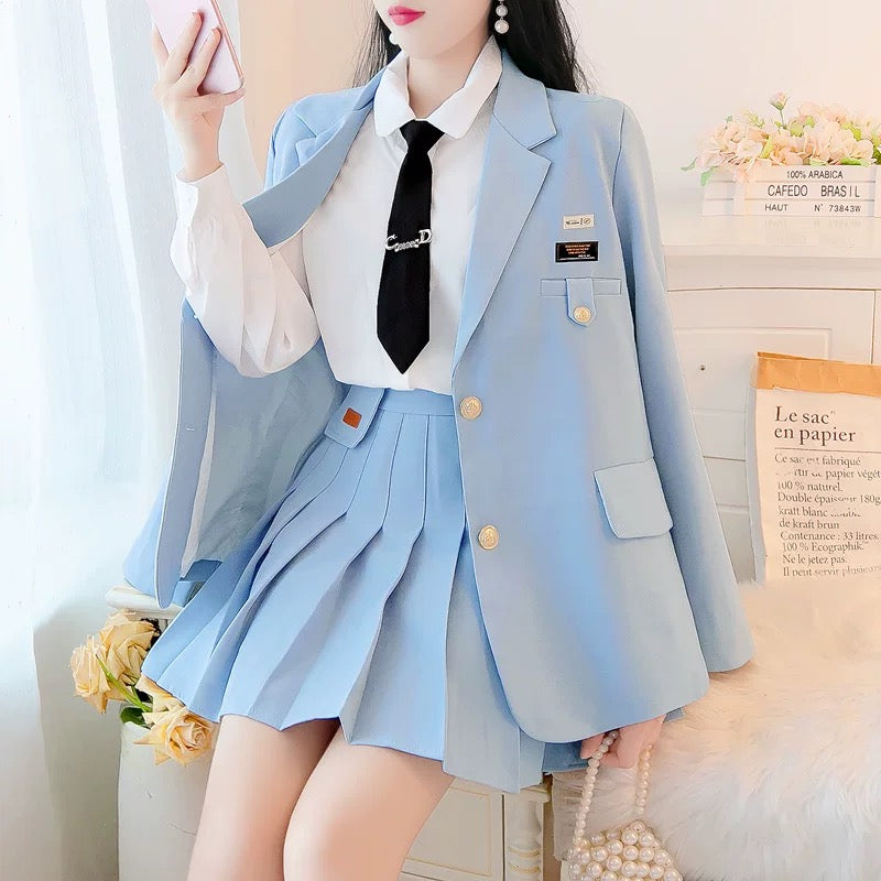 JK uniform suit college style small man 2022 spring new small suit jacket pleated skirt two-piece set
