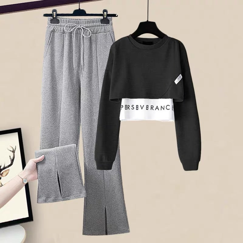 Autumn and autumn clothes, small lazy people wear fashionable wide-leg pants suits 2022 new women's spring fried street two-piece suit 1184