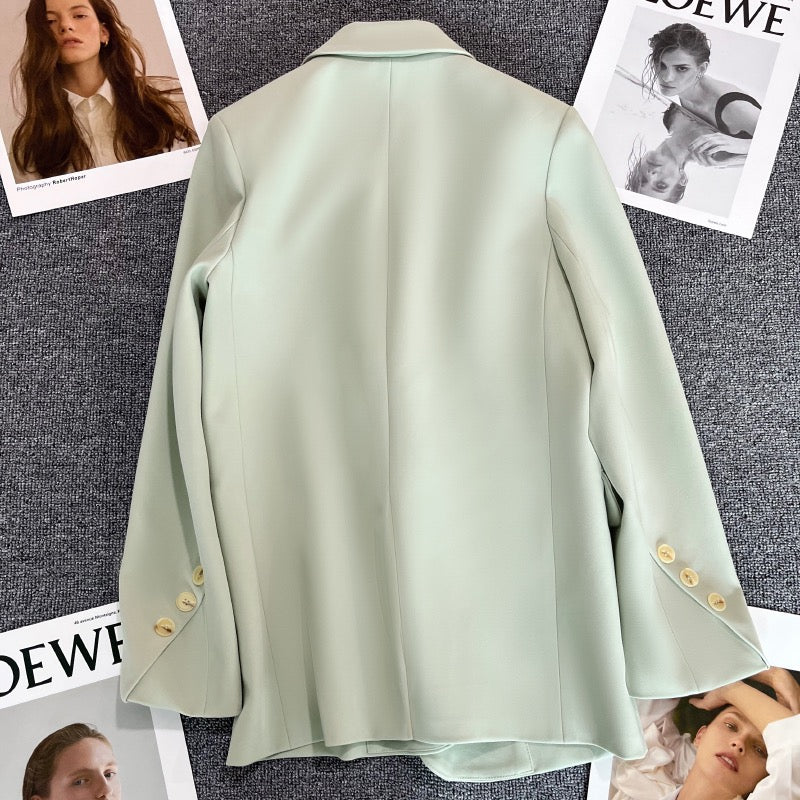 Light green blazer women's 2023 spring and autumn new single-breasted Korean style fried street design sense niche suit trend