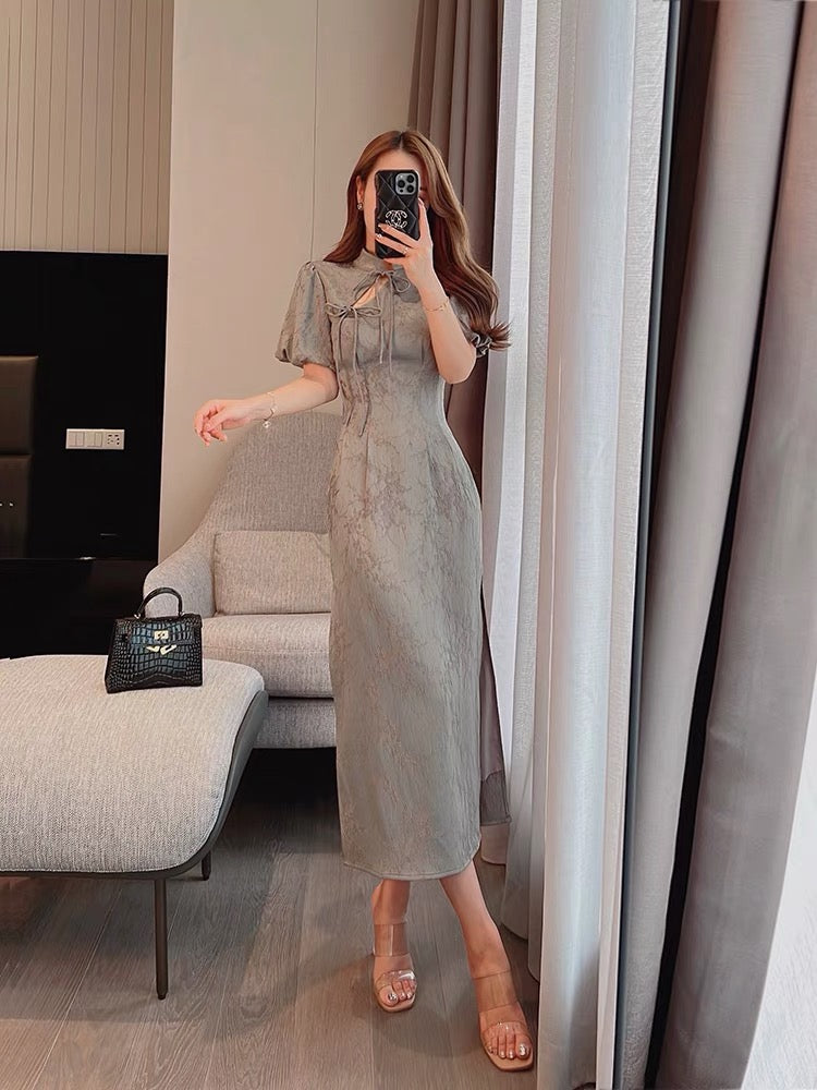 Miss Dong high-end custom cheongsam improved dress 2022 new women's summer dress retro design sense niche skirt
