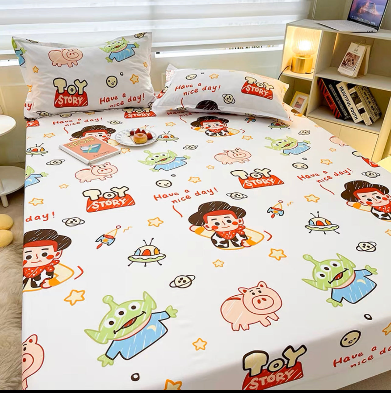 Disney ins washed cotton fitted sheet three-pieces brushed cartoon bed sheet bed cover 2022 new mattress cover protective cover 3