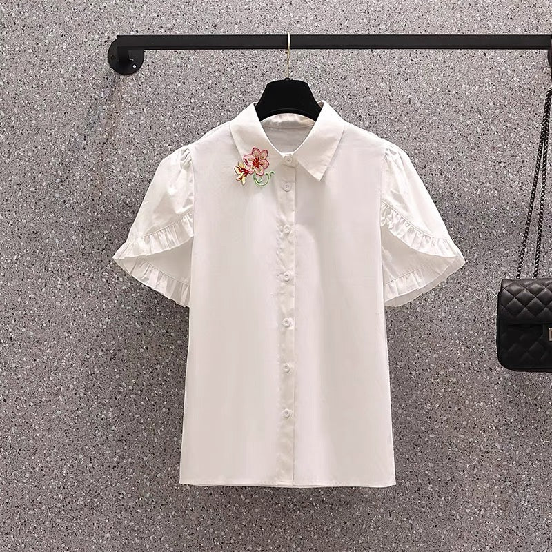 Fat sister fashion age-reducing dress 2021 spring wood ear shirt slimming waist strap skirt two-piece suit female