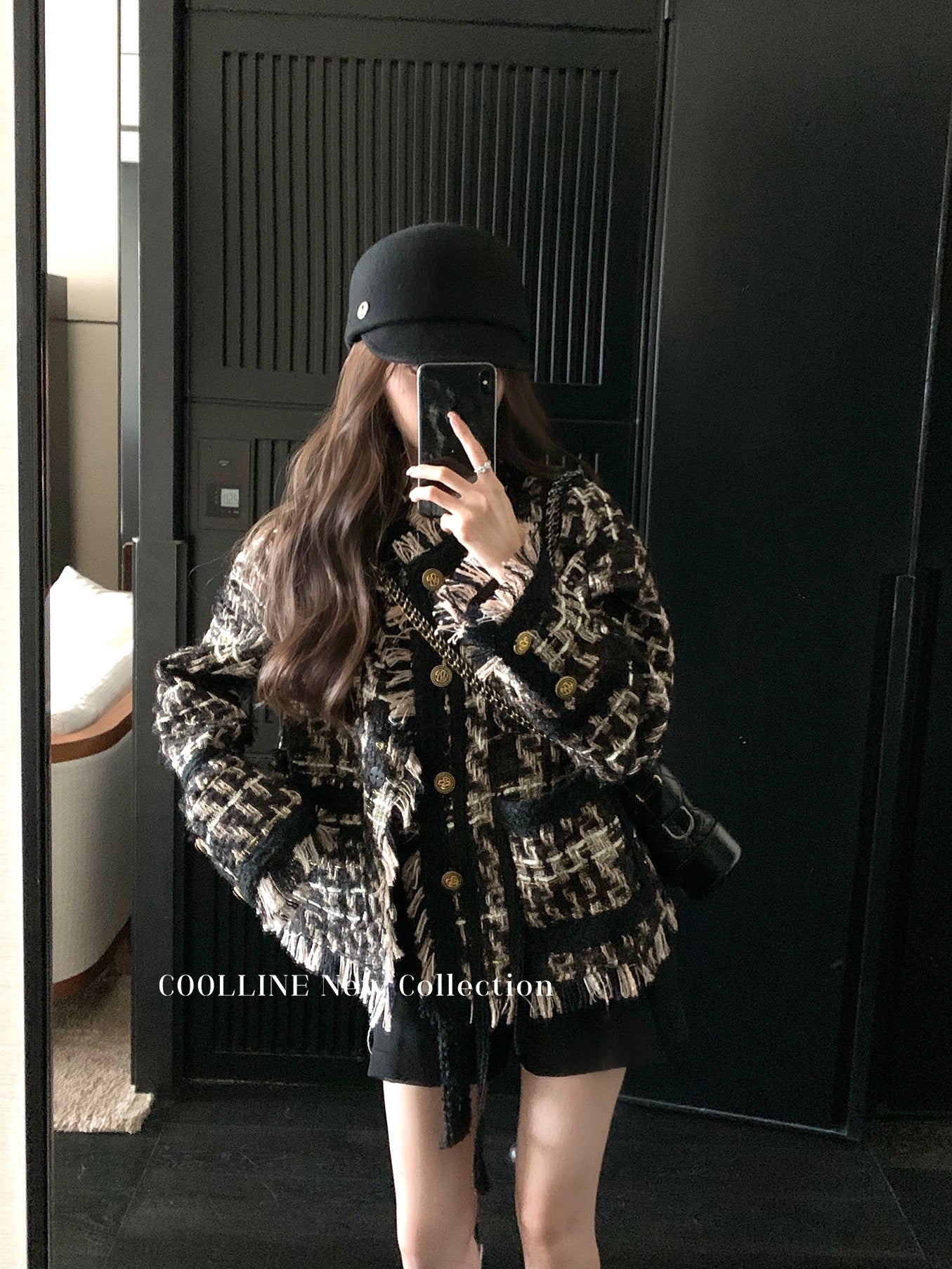 COOLLINE Lin Zixi all-match high waist black suit shorts women's fashionable small straight casual pants