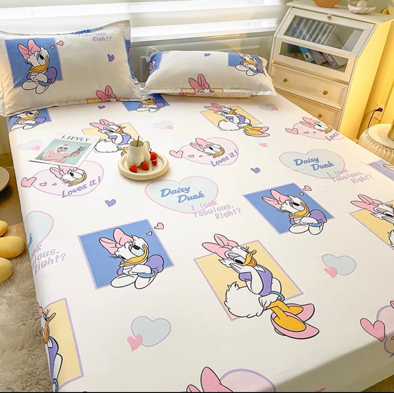 Disney ins washed cotton fitted sheet three-pieces brushed cartoon bed sheet bed cover 2022 new mattress cover protective cover 3