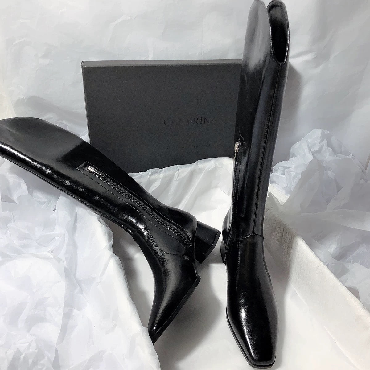 Senyu Haixiang Giant textured leather high-heeled pointed toe retro knee-high boots knight handsome high boots women
