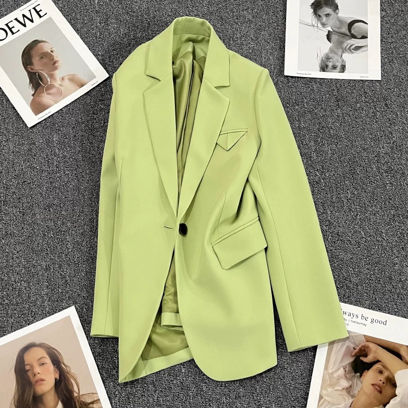 Fruit green suit jacket women's autumn 2022 new high-end sense one button casual fashion niche suit trend. 1756