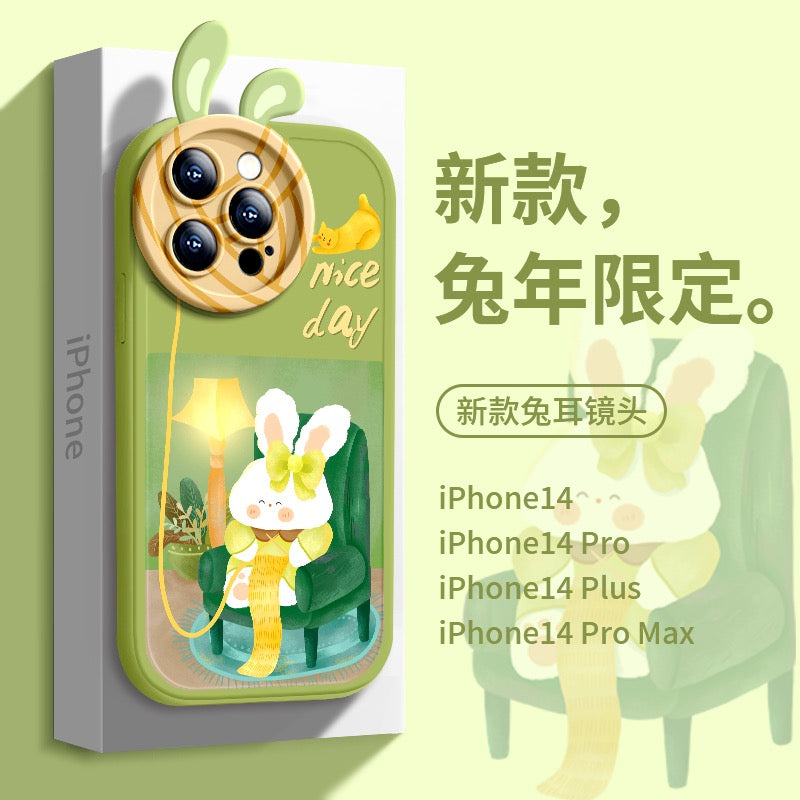 Apple 14 mobile phone case iPhone 13 knitted rabbit New Year's model 14promax female 12 cartoon cute rabbit ears 14Pro advanced xs cartoon 11 suitable for 13Pro rabbit year xr all-inclusive 14plus