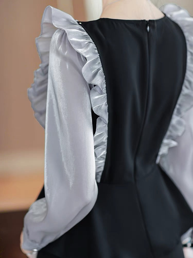 Temperament ladies autumn clothes 2022 new women's suits ruffled stitching tops suits pants fashion two-piece suits 1493