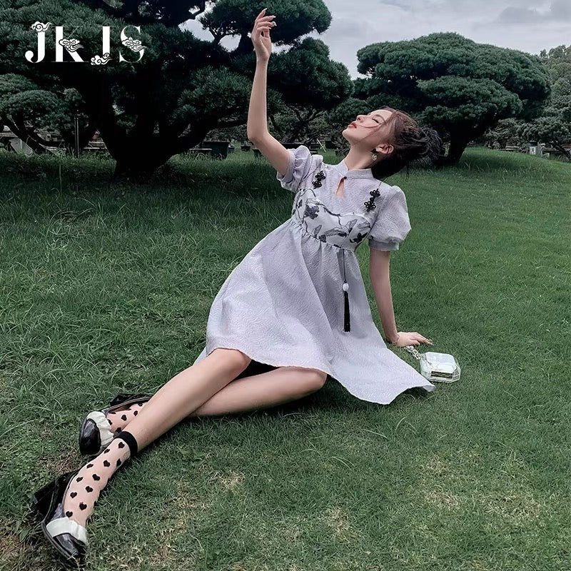 JKJS cheongsam 2022 new women's summer temperament high-end girl Chinese style women's improved new Chinese dress 1522