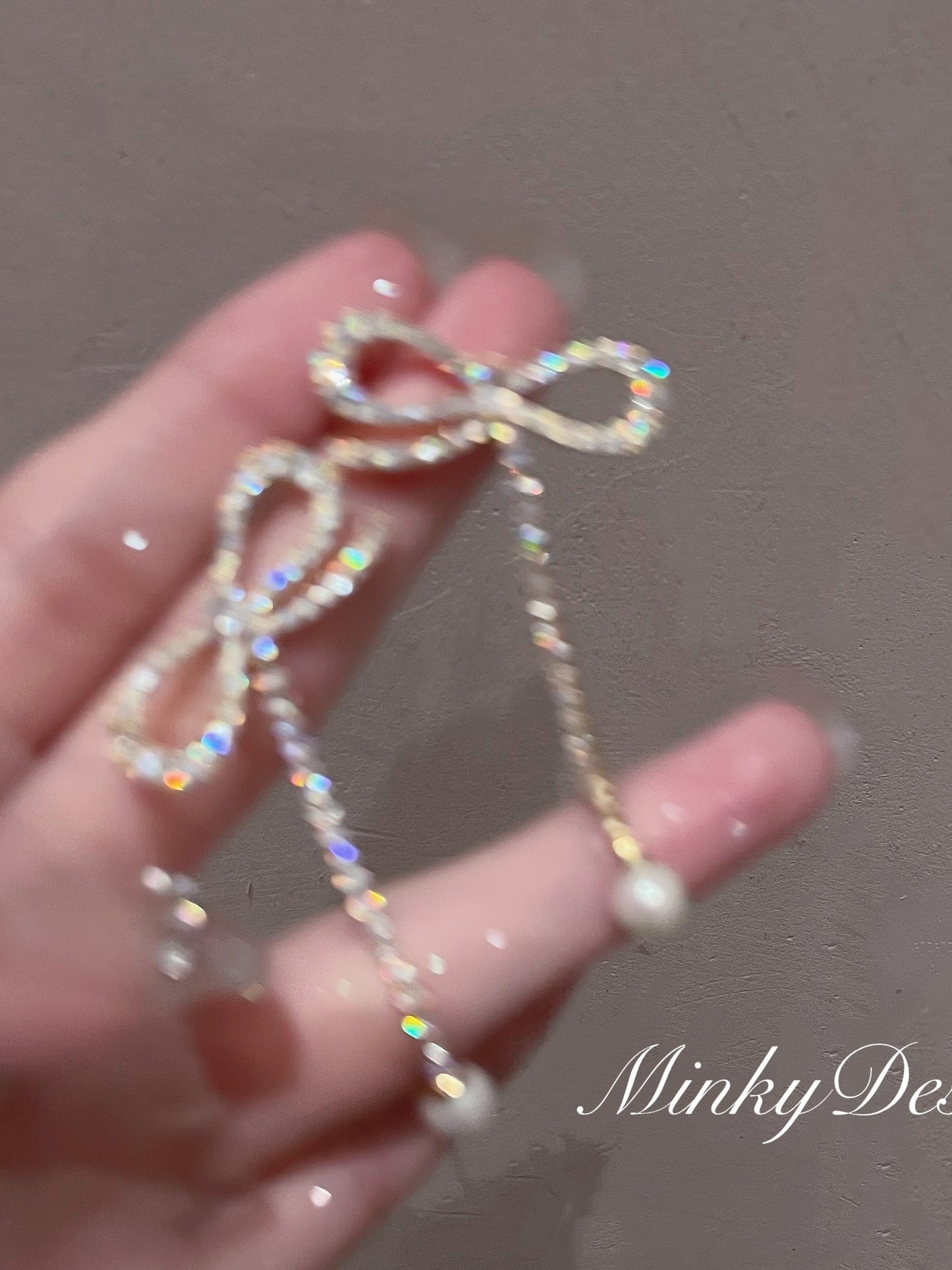 "Selling Gentleness" Exaggerated Bow Knot Mosquito Incense Plate Ear Clip Earrings Long Earrings Female Pearl Earrings Autumn and Winter