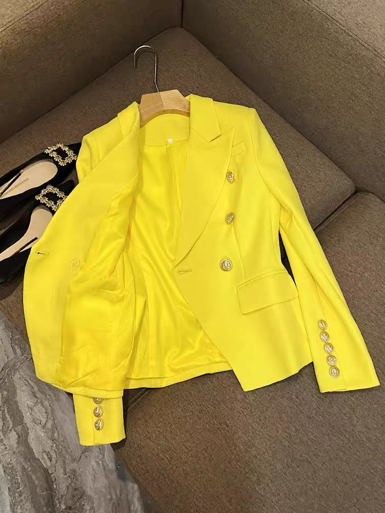 European goods beautiful fashion linen tops niche design women's suits slim short temperament custom suits 6575