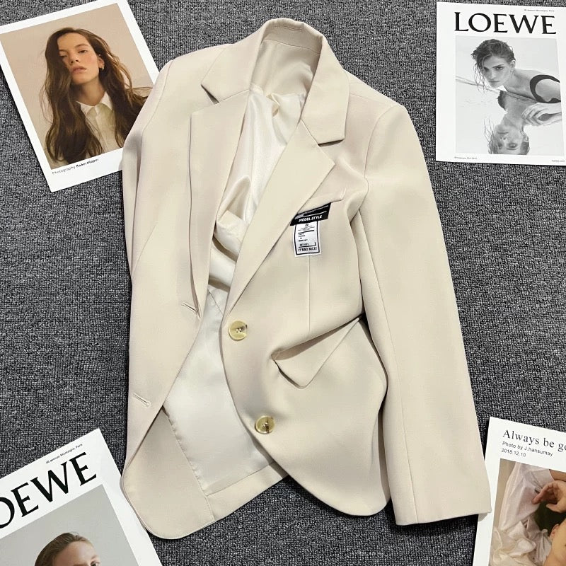 Off-white labeling suit jacket women's 2022 spring and autumn new single-breasted Korean version casual fashion all-match suit 1741