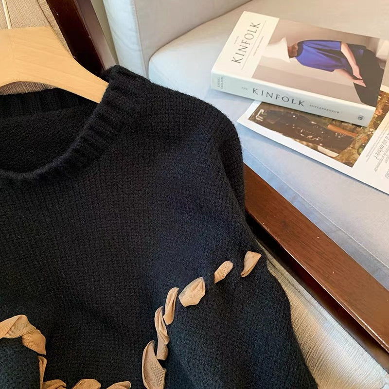 Retro Sweater Women's Spring and Autumn 2022 New Style Japanese Lazy Loose Small Short Knit Sweater