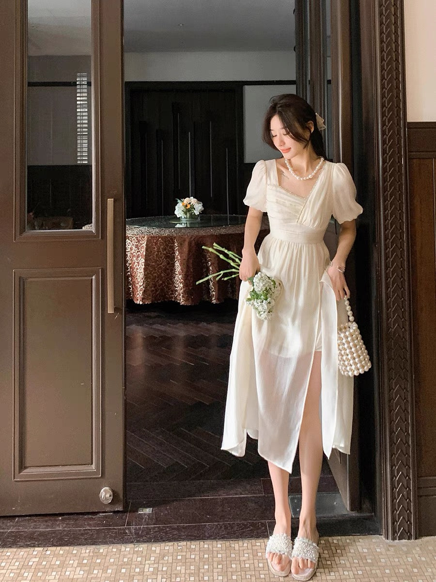 Guoguojia chiffon dress women's summer 2022 new long skirt French high waist mid-length temperament waist skirt 23
