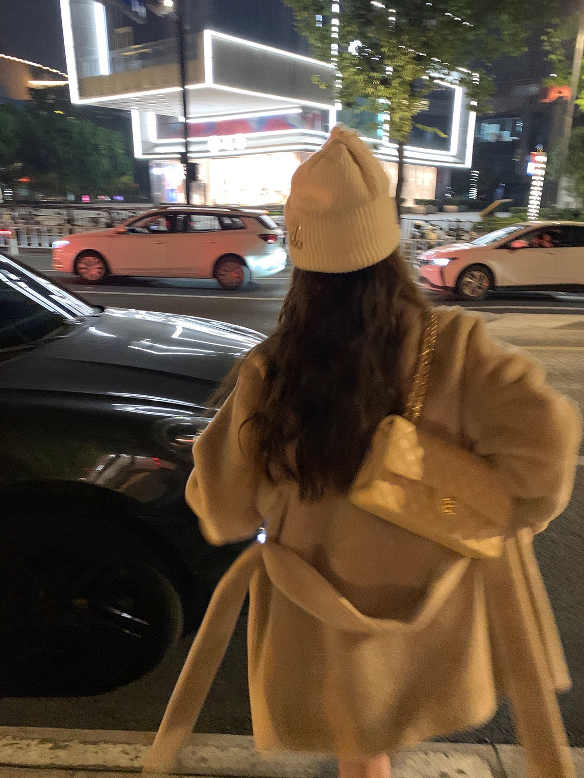 Qiu Rouyao winter new Korean version thinner solid color straight double-sided woolen coat thickened plus fluffy woolen coat for women