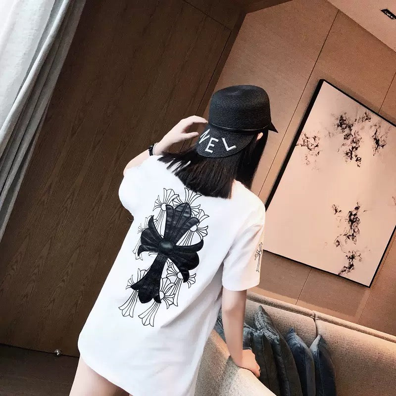 White tide brand t-shirt women's short-sleeved loose summer dress European goods 2022 new t-shirt women's mid-length top ins tide