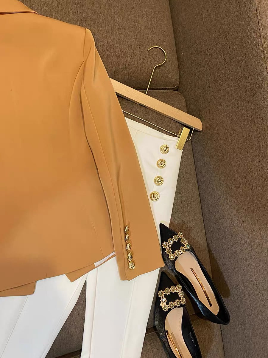 British brown suit niche design high-quality texture slimming ladies cold wind custom suit jacket female 6863