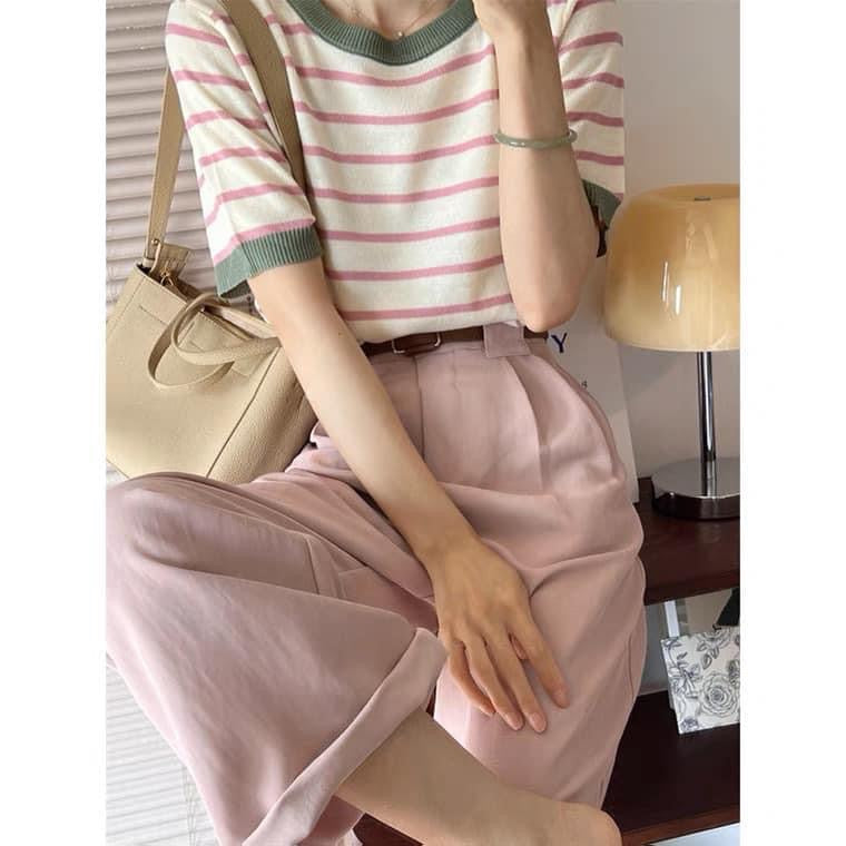 Milk fufu pants small summer casual pants thin women's high waist drape loose straight tube mopping pants suit pants