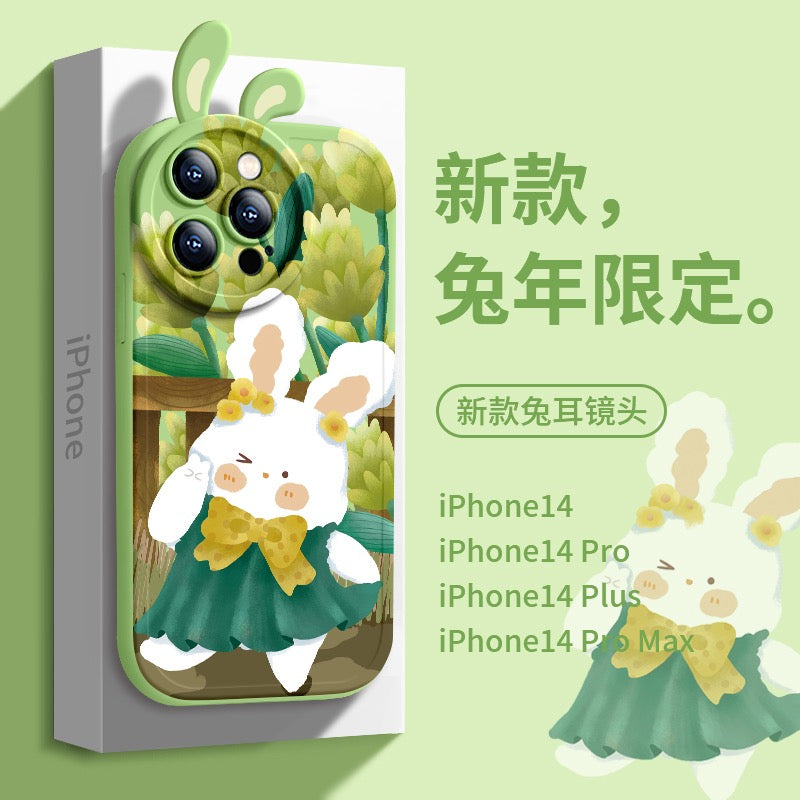 Photo rabbit is suitable for Apple 14pro mobile phone case iPhone14/13pro female new 14promax all-inclusive anti-fall 12pro cute rabbit ears 12 small fresh 13 silicone advanced trendy cover