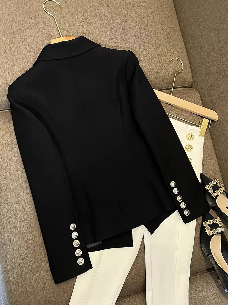 2022 new jacket diamond fashion Korean casual suit autumn black slim suit jacket female 6851