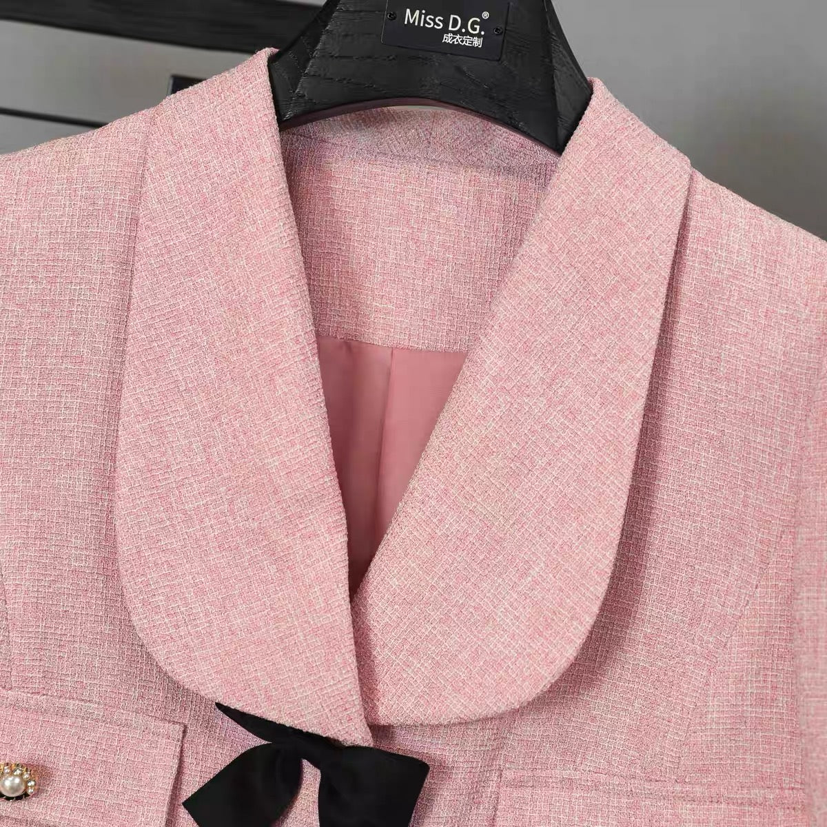 Miss DG small fragrance suit women's summer fashion age-reducing doll collar short coat slim skirt two-piece set