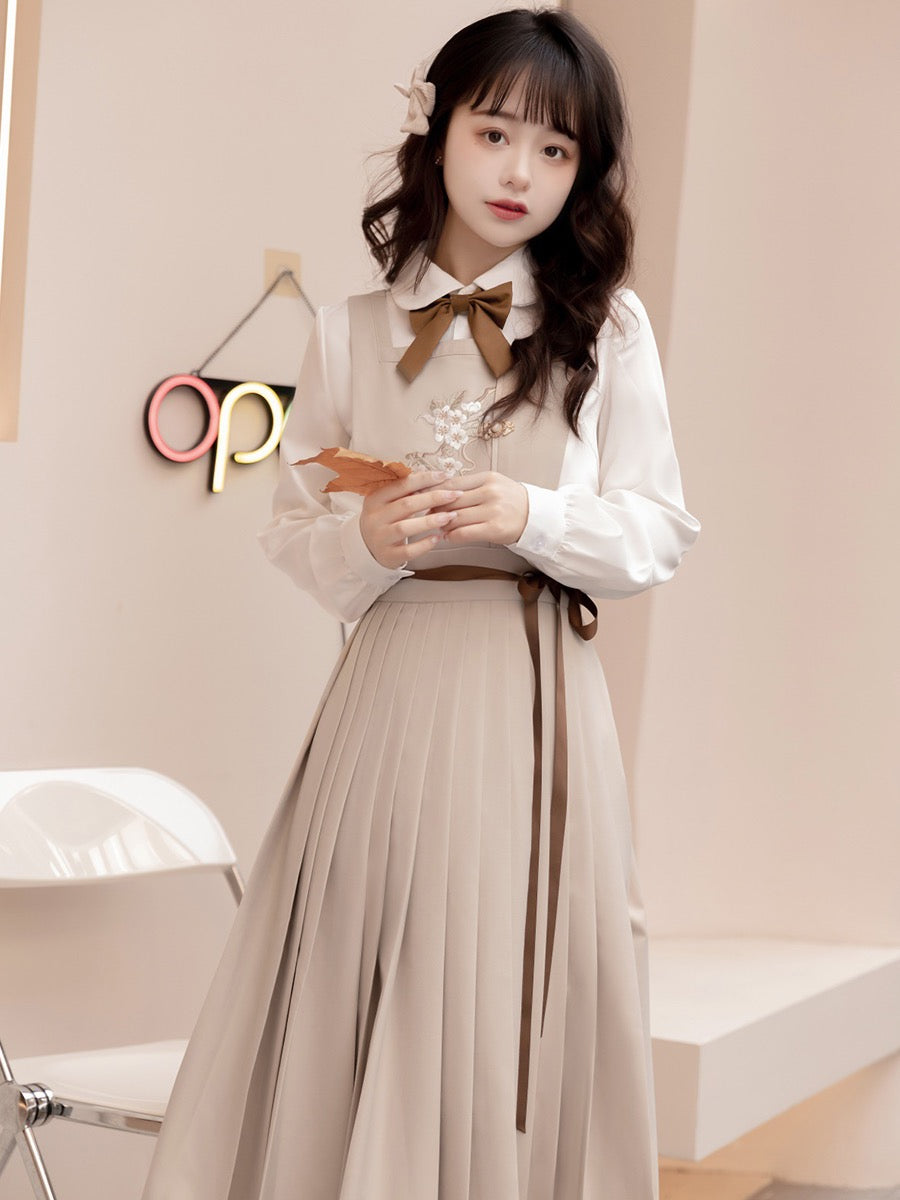 Begonia Whispers Original Hanfu Women's Improved Chinese Style Daily Han Elements College Wind Dress Shirt Jacket Spring