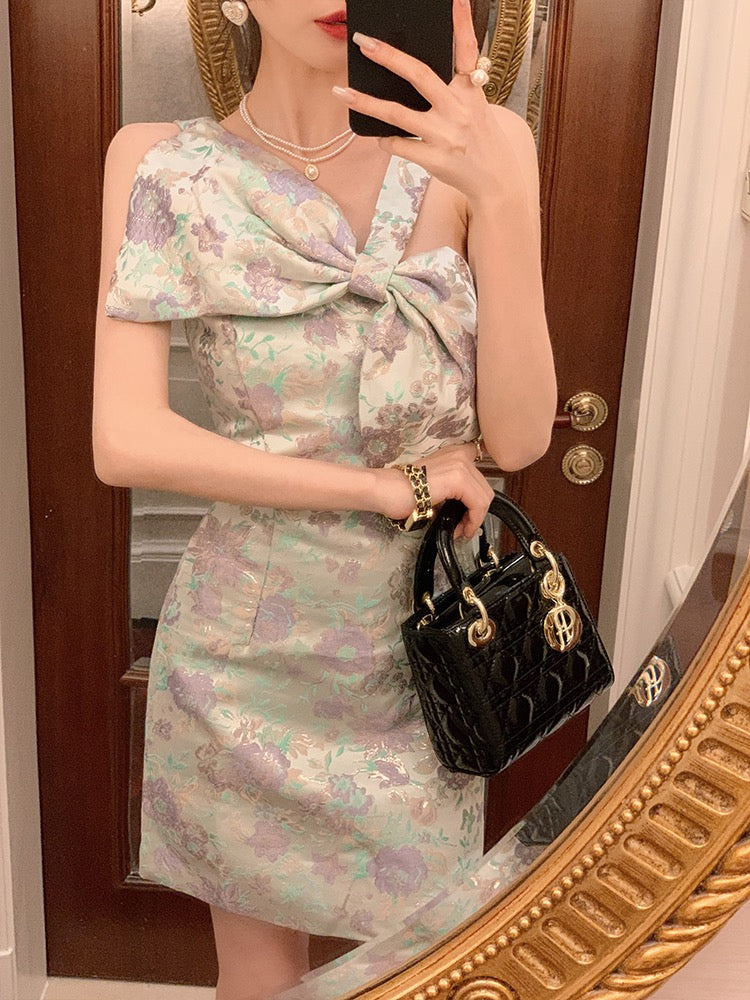 BETTER LS light luxury celebrity women's clothing design sense bowknot small fragrance style suspender dress small dress skirt
