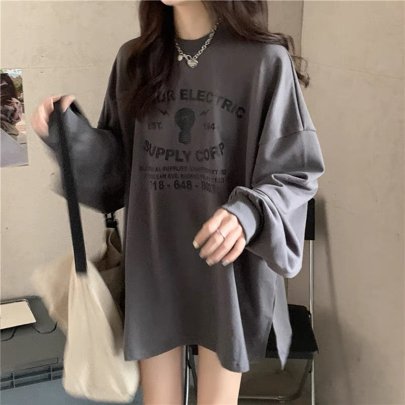 Design sense fried street salt sweater women's loose autumn thin Japanese style lazy style oversize long-sleeved top trendy