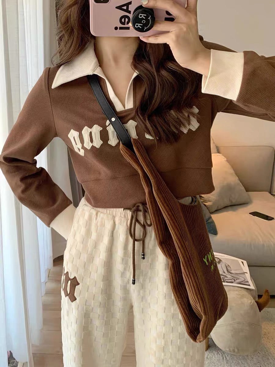 MUEL Casual sweater suit women's autumn 2022 new fashion sports high-end wide-leg pants two-piece set 1713