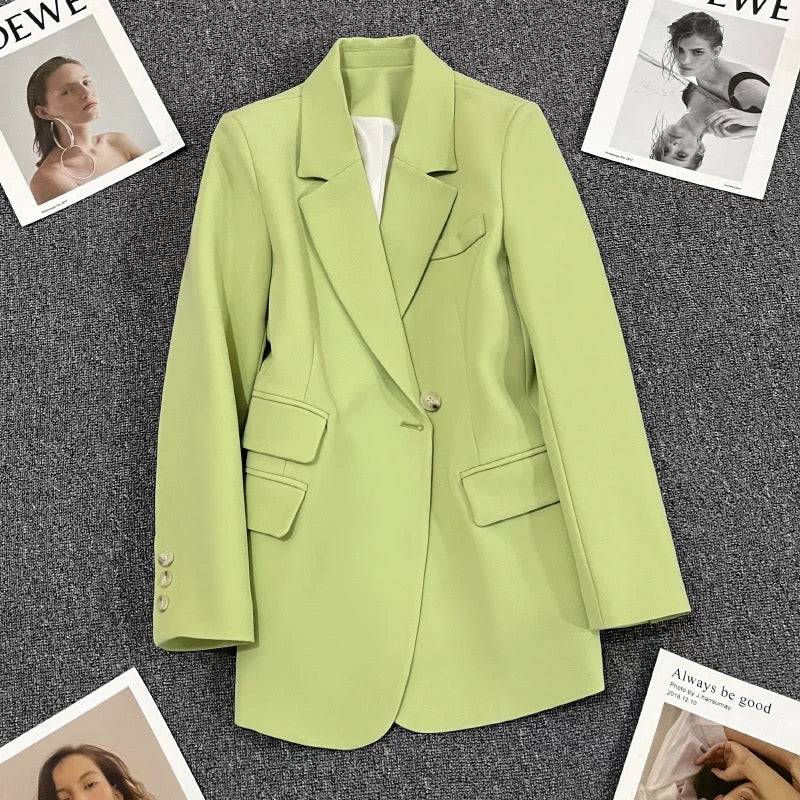 Fruit green suit jacket women's autumn 2022 new high-end sense one button temperament fashion niche suit trend 1752