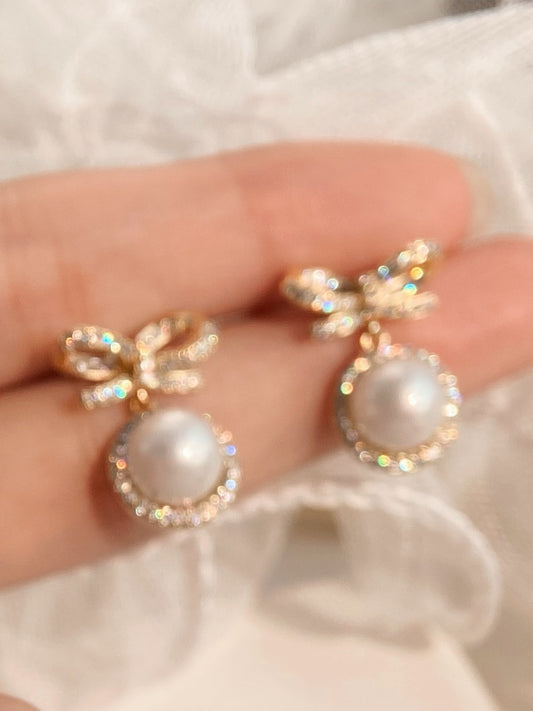 "Pearl Girl" Bow Knot Pearl Mosquito Incense Plate Ear Clip No Pierced Earrings Female Earrings Exquisite Commuting Autumn and Winter Earrings