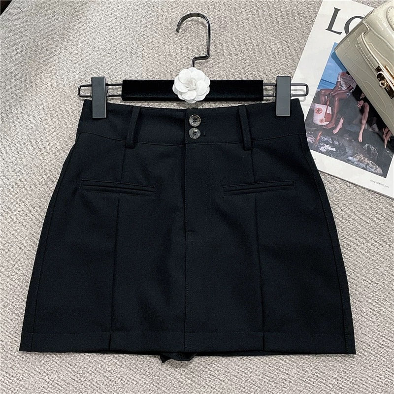 2022 summer new American sexy hot girl skirt Western style wild solid color self-cultivation high waist suit pants skirt women 1628