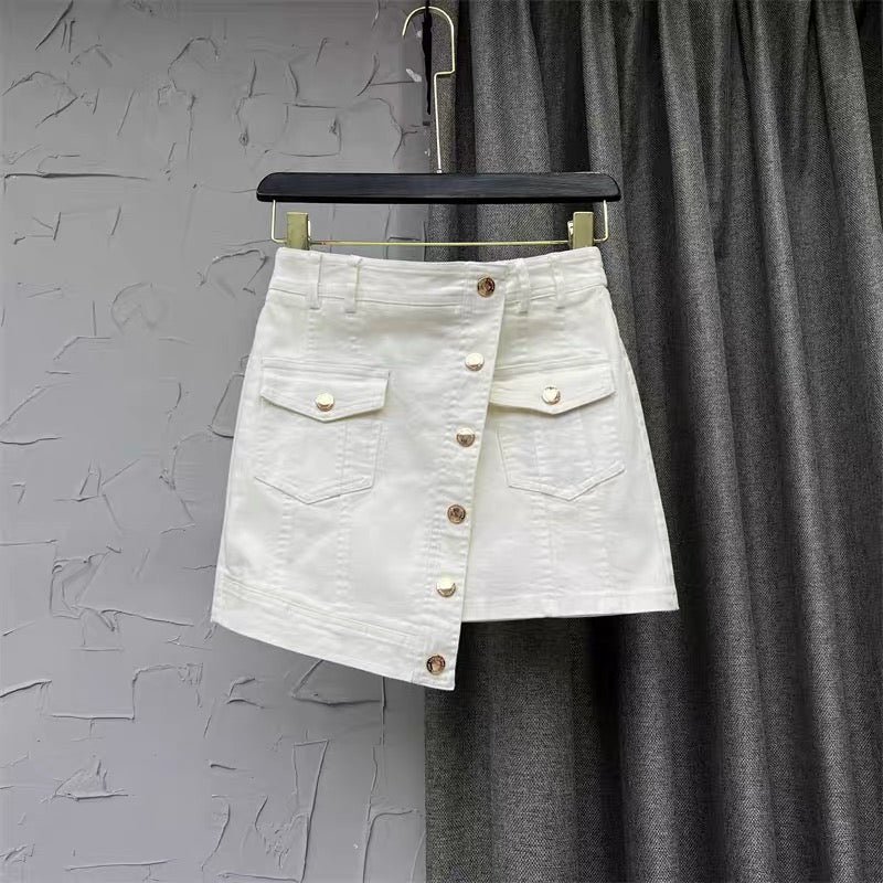 White Fashion Short Skirt Skirt Women's Autumn 2022 New Design Slim A-line Denim Skirt Trend q121