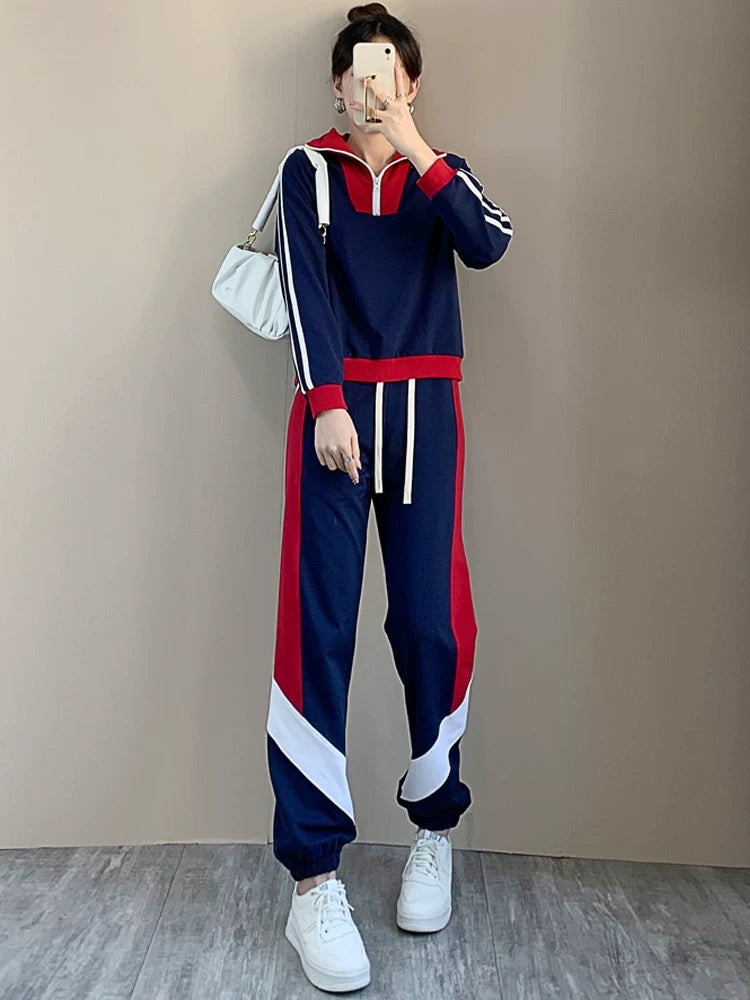 Sports and leisure suits women's autumn 2022 new fashion western style age-reducing high-end sense sweater fashionable fried street two-piece set
