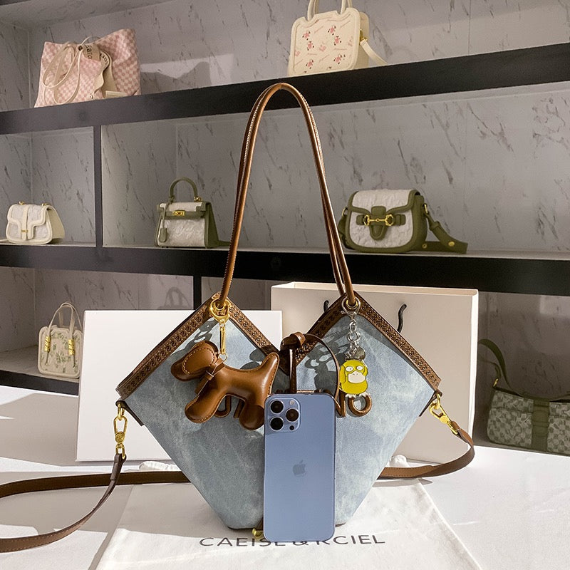 CAEISL&KCIEL women's bag niche design high-end color contrast portable tote bag large-capacity one-shoulder armpit bag